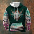 thumbnail image 2 of IWRICH Hoodies for Men Aztec Cowboy Western Retro Ethnic Printed Hooded Sweatshirt Fashion Graphic Fall Pullover Tops 05-Army Green XL, 2 of 4