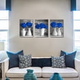 thumbnail image 4 of Wall Art Canvas Blue Rose Painting Flower Wall Art Pictures For Bedroom Living Room 3 Piece Set Framed Home Decor Artworks 12"X16", 4 of 6