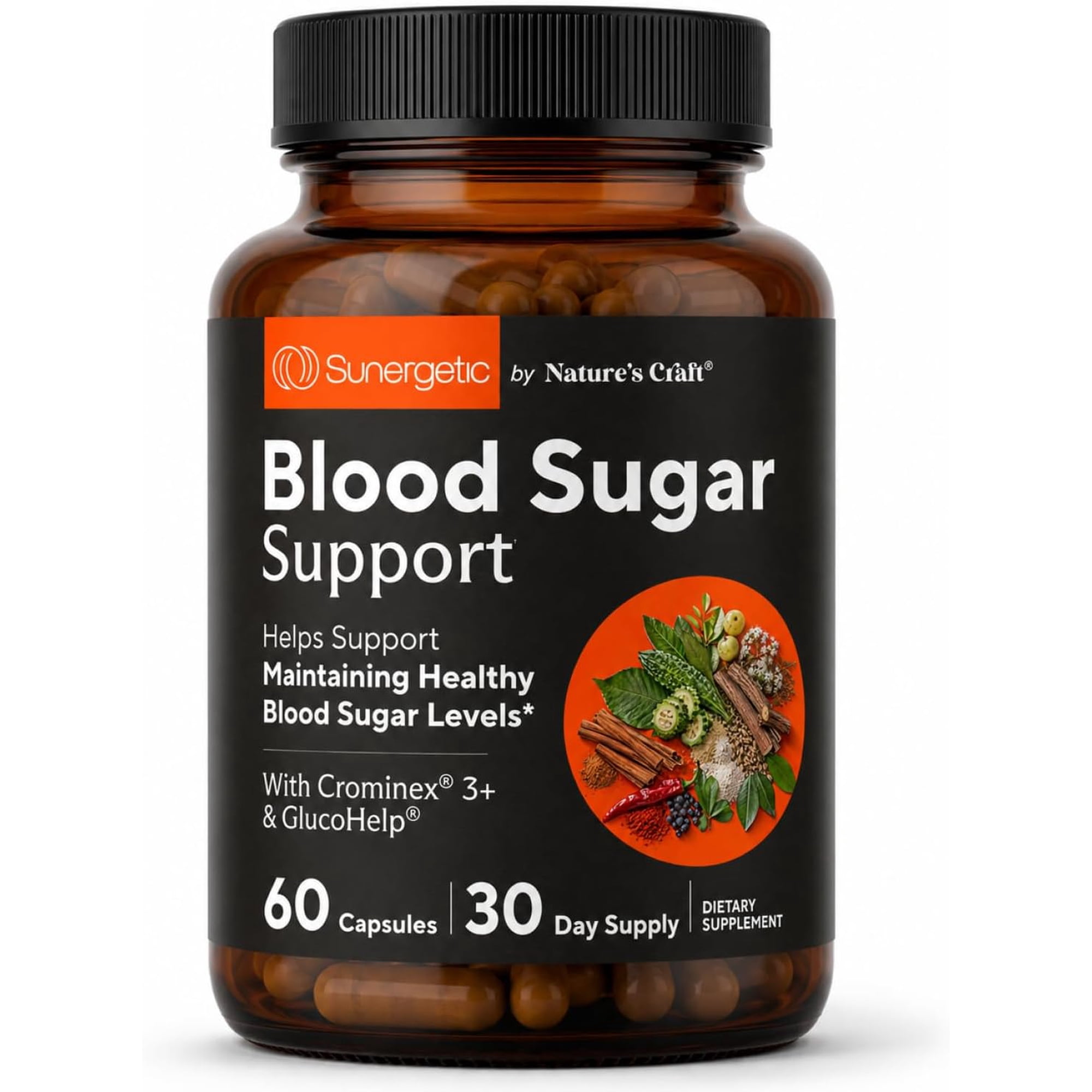 Blood Sugar Support Supplements with Bitter Melon and Chromium, 60 Count