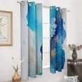 thumbnail image 3 of Blue Floral Gold Accents Art 2 Panels Curtains for Bedroom Living Room Drapes Kitchen Window Curtain Home Decor, 3 of 6