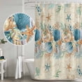 thumbnail image 5 of Beach Coastal Beige Shower Curtain, Waterproof Shower Curtains for Bathroom, Nautical Shell Starfish Coral Summer Washable Fabric Bathtub Curtain Set Bath Decor with 12 Hooks Stall 36"x72", 5 of 8