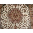 thumbnail image 3 of AHMEDANI Rectangle Area Rug Hot Ivory Medallion Kasha Traditional Wool Silk Hand Knotted Carpet (9 x 6)', 3 of 7
