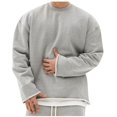 thumbnail image 4 of Qingpeng Men's Crewneck Pullover Sweatshirts Solid Color Cotton Long Sleeves Casual Tee Shirt Loose Comfort Sweatshirts, 4 of 5