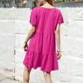 thumbnail image 4 of Knosfe Women's Summer T Shirts Dress 2025 Round Neck Short Sleeve Tiered Beach Vacation Mini Cake Sundress with Pockets Hot Pink XL, 4 of 5