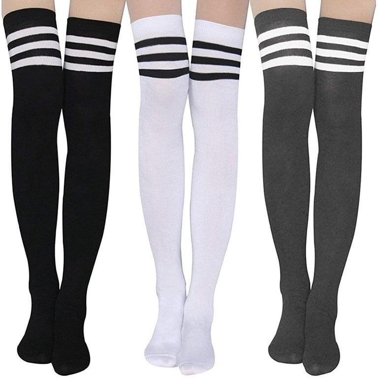 Long Socks Striped Thigh High Socks Cotton Over the Knee Socks Black and  White for Women. -  Canada