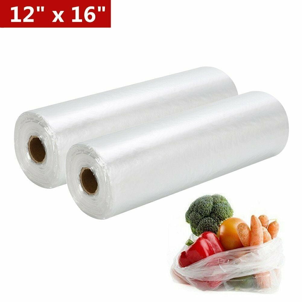SJPACK 12' X 16' Plastic Produce Bag on a Roll, Food Storage Clear Bags, for Kitchen Food Fruits Vegetables Storage,350 Bags Per Roll, 2 Roll