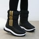 thumbnail image 3 of Botas de nieve para niñas, botas altas de invierno a rayas de algodón con suela suave, forro polar, gruesas y cálidas, para niños, 3 of 6