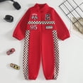 thumbnail image 2 of 3-6 Months Unisex Infant Baby Boy Girl Long Sleeve Button Romper One-Piece Jumpsuit Infant Baby Fall Winter Clothes 3 6 9 12 18 Months,Red, 2 of 9