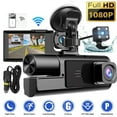 3Channel 1080P Car Dash Cam, High Definition WiFi Dash Cam Front And