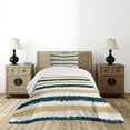 thumbnail image 4 of Ambesonne Striped Quilted Bedspread Set 2 Pcs, Navy Blue Beige Brush, Twin Size, Petrol Blue White Beige, 4 of 5