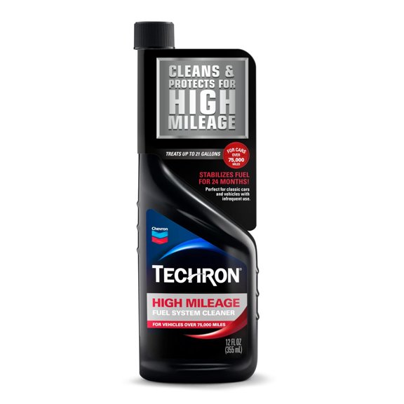 Limpiador de Sistema de Combustible Chevron Techron Alto Kilometraje 12 Onzas Paquete de 1