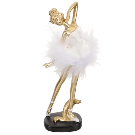 FRCOLOR Golden Ballet Girl Decor Statue for Home Decor Made of Resin 7 Inch