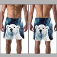 thumbnail image 3 of luoweisi Men's Beach Shorts Quick Dry Swim Trunks with Mesh Lining Galaxy Polar Bear S, 3 of 5
