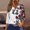 Wine, variant on Drovellove Women's V Neck 3/4 Length Sleeve Tops Printed T-Shirt - Soft Casual Blouse for Work or Weekend Outings