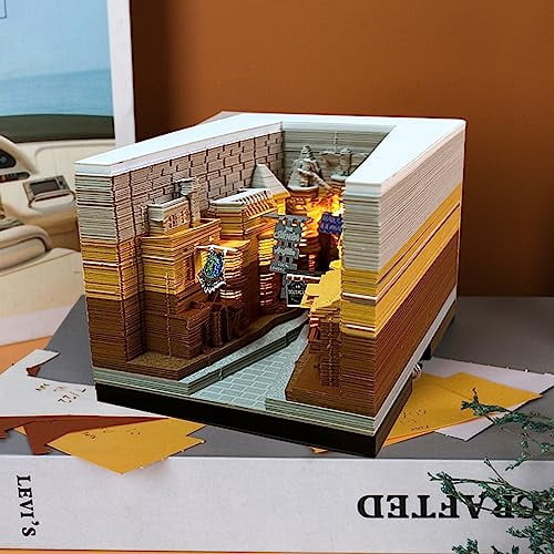3D Memo Pad Diagonal Alley with Light,Creative Paper Carving Building Block Cute 3D Art Notepad Non-Sticky Stickers Notepads Office Decor Gifts for Colleague/Friends
