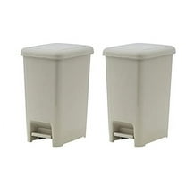 Superio Slim Trash Cans with Pedal Lid 4 Gallon Beige (2 Pack) Plastic Waste Bin 16 Qt. for Under Desk, Office, Bedroom, Bathroom