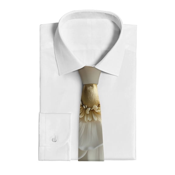 Uemuo Elegant Ivory Flower Pattern Men's Necktie Classic Silk Tie Woven Jacquard Neck Ties Business Necktie Gift for Men