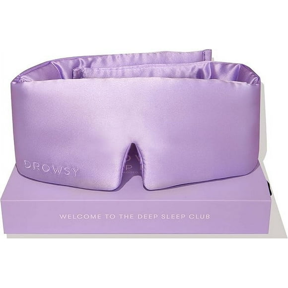 DROWSY Silk Sleep Mask. Face-Hugging, Padded Silk Cocoon for Luxury Sleep in Total Darkness. (Lavender Haze)