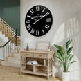 thumbnail image 6 of HLR 35.5” Farmhouse Large Shiplap Round Wall Clock with Roman Numeral for Living Room Decor, Black, 6 of 7