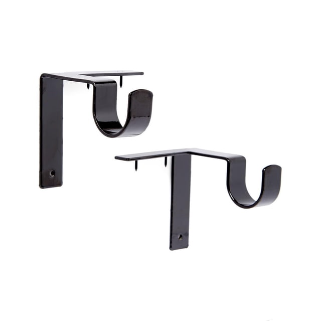 Soportes para barra de cortina Kwik-Hang de 1" negros, sin taladro