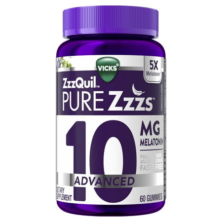 Vicks ZzzQuil Pure Zzzs Melatonin Sleep Aid Gummies, Dietary Supplement, Berry, 60 Ct