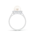 thumbnail image 2 of ANGARA Freshwater Cultured Pearl Ring with Floral Halo in 925 Sterling Silver for Women | June Birthstone, Birthday, Anniversary, Jewelry Gift for Women | Natural Pearl Ring, 2 of 8