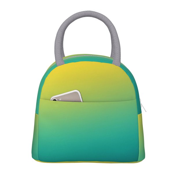 Balery Teal To Yellow Gradient Bolsa de Almuerzo para Mujeres, Caja de Almuerzo, Bolsa de Almuerzo Pequeña Impermeable, Tote de Almuerzo Reutilizable con Gran Capacidad