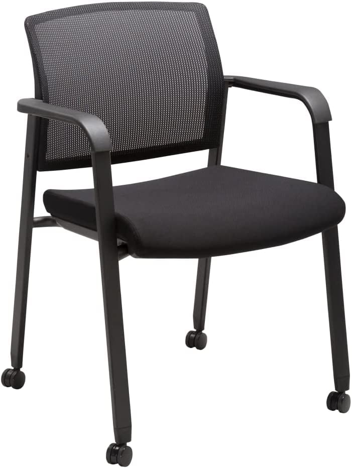 CLATINA Mesh Back Guest Reception Arm Chairs with Wheels,Upholstered