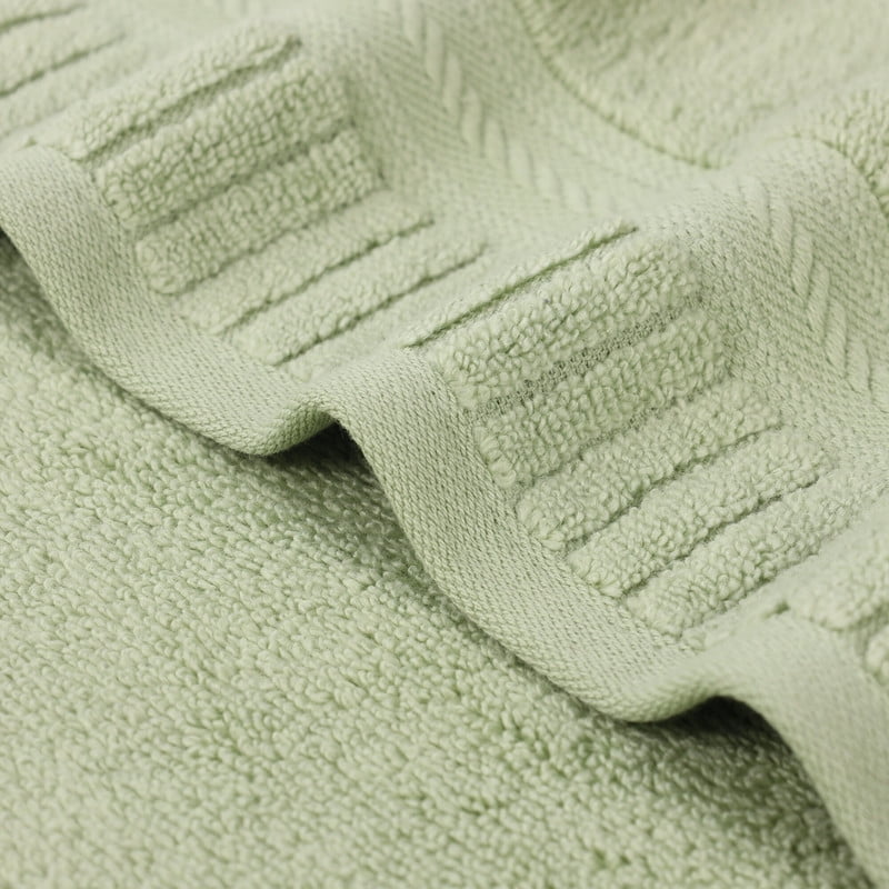 Superior Venice Ribbed Textured Border Zero Twist Bath Sheets, Set of 2, Green