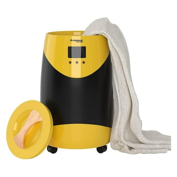 Yellow Towel Warmer 20Lwith Wheels, Towel Heater Hot Tub Towel Warmer Bucket Style Large Hot Towel Warmer Drying Rapid Heat-Up Auto Shut Off YE for Bathroom