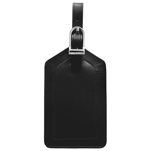 Black Genuine Top Grain Leather Luggage Tag