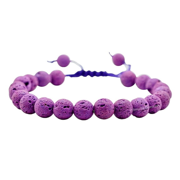 Purple Lava Stone Bracelet - 8mm Beaded Bracelet and Healing Stones