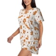 thumbnail image 2 of Bingfone Cute Squirrel Fall Print Pajamas Sets for Women Soft Short-Sleeved Pjs with Lounge Shorts Two Piece Sleepwear, 2 of 8