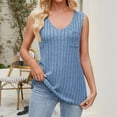 thumbnail image 4 of Jjayotai Women's V Neck Sweater Tank Tops, Summer Sleeveless Solid Color Camisole, Casual Loose Fit T Shirt with Pocket, Lightweight Knit Vest Blue^ XL, 4 of 4
