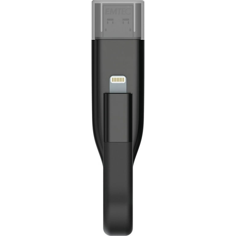 Emtec ECMMD32GT503V2B iCobra iPhone Flash Drive 32GB 3 in 1 Black, Dual  Connector USB 3.0 and Lightning with Charging, External Memory Expansion,  for
