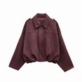 thumbnail image 1 of Veste en Faux Suède pour Femmes, Manteau à Rabat de Printemps, Décontracté, Manches Longues, Style de Rue, Rouge Vin, 1 of 7