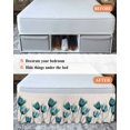 thumbnail image 6 of Teal Tulip Bed Skirt Queen Size 18" Drop Minimalist Modern Flower Art Linen Background Ruffled Wrap Around Bed Skirts Adjustable Elastic Bedskirt Dust Ruffle for Queen Size Bed, 6 of 7