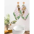 thumbnail image 2 of Easter Bunny Kitchen Dish Towels for Drying Dishes Set of 4, Spring Daisy Botanical Leaves Pink Plaid Waffle Weave Microfiber Hand Tea Bathroom Towels Quick Dry & Absorbent Towel 12x12, 2 of 7