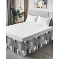 thumbnail image 4 of Grey Abstract Wrap Around Bed Skirts for King Bed 16" Drop, Bed Skirt with Adjustable Elastic Belt Dust Ruffle Bed Valance for Bedroom Hotel Luxury Modern Mottled Art Oil Painting Bed Frame Cover, 4 of 7