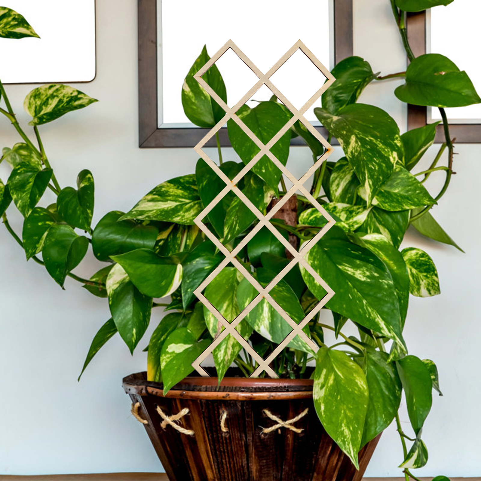 WRISTBIQUE 8Pcs Wooden Khaki Plant Trellis Honeycomb Grid For Garden Climbing Plants Support