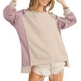 thumbnail image 1 of Mrat Chandails en Molleton d'Automne pour Femmes Chandail Col Rond Manches Longues Décontracté T-Shirt à Capuche Fermeture Éclair Veste S-63 Beige TG, 1 of 9