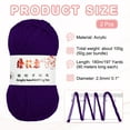 thumbnail image 2 of 2PCS Hilo de Ganchillo, Hilo Acrílico de 4 Ply Púrpura Profundo 100g Hilos de Peso Deportivo Suaves y Esponjosos para Tejer DIY Manualidades de Ganchillo Mantas Regalo, 197 Yardas, 2 of 6