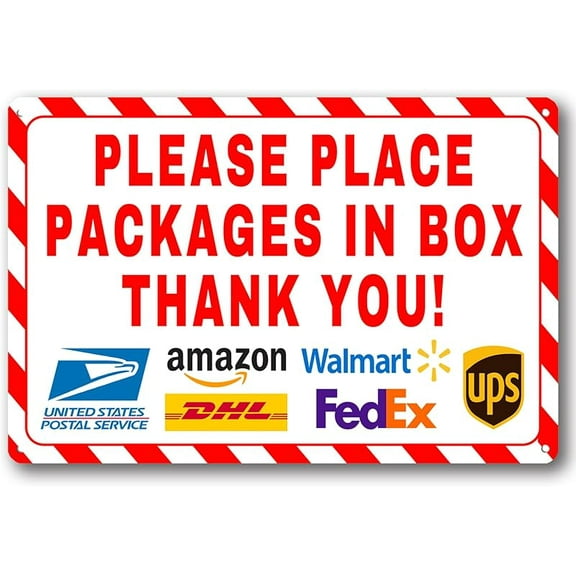 Delivery Instructions for My Packages Sign for Outdoor Use - 8x12 Inch Please Place Packages in Box Thank You - Rust-Free Aluminum Package Delivery for Delivery Box (In Box)
