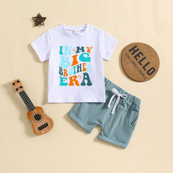 SNKSDGM Baby Clothes Boy 18-24 Months 4/July Toddler Boys Short Sleeve Prints T Shirt Tops Shorts Child Kids 2Pc Set Outfits Clothes 18-24 Months