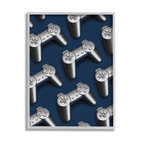 Stupell Industries Video Game Controller Pattern Art for Kids Painting Gray Framed Art Print Wall Art