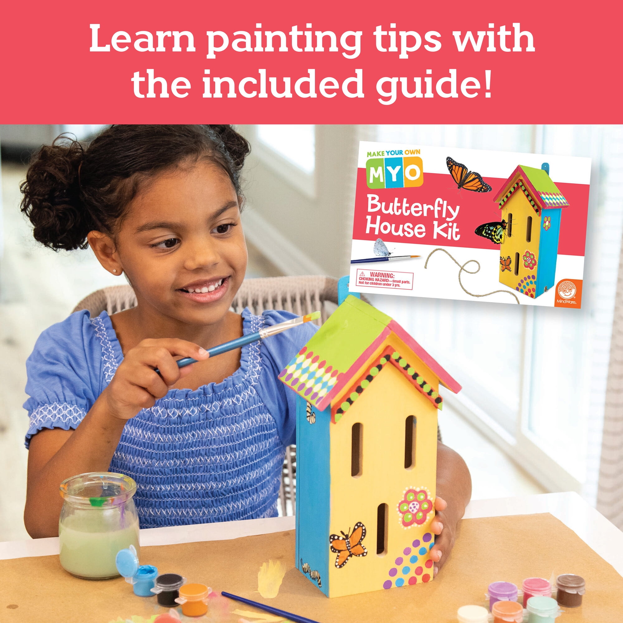 MindWare Make Your Own Butterfly House Kit, Butterfly Craft Kit for Kids Age 5 and Up