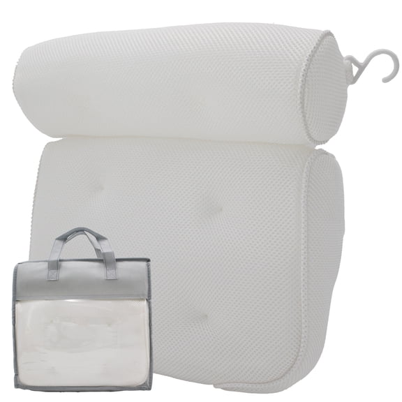 Ergonomic Bath Pillow – Head and Neck Support with Dual-Roll Design, 6 Strong Suction Cups and Breathable 3D Mesh, for Relaxing Tub Soaks for Adults