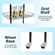 BestPet Large 64 in Metal Flight Cage with Rolling Stand, Black