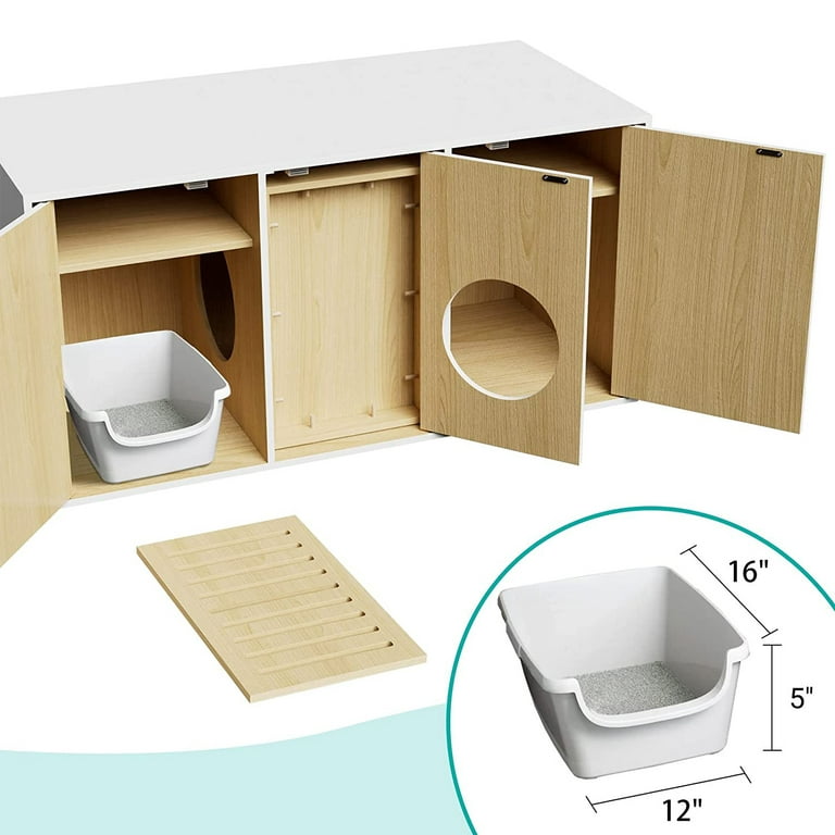 Hzuaneri Cat Litter Box Enclosure, Litter Box Furniture, Wooden