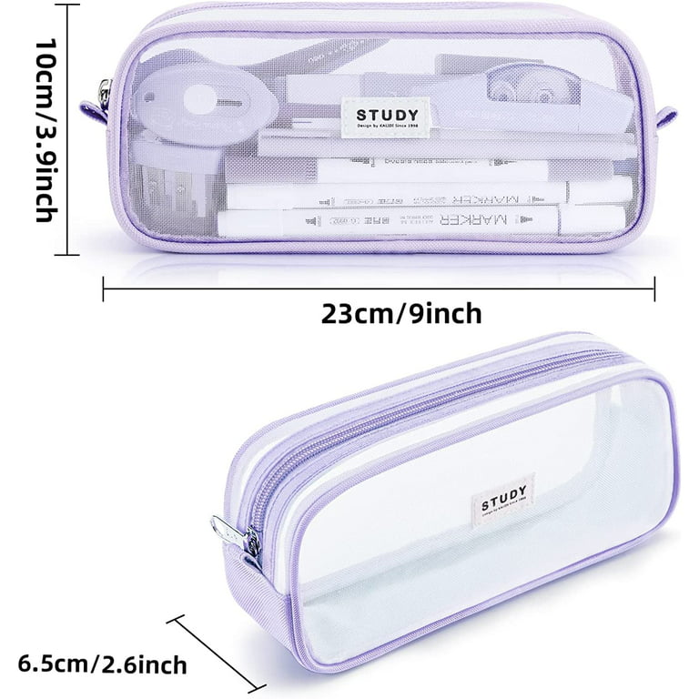 MOVEIF Multi-pack Grid Mesh Pencil Case Pen Bag Clear Case  Large Storage Capacity Pouch with Zipper, Multi-Purpose Organizer Box,  Makeup Bag Office 3C Bag (Pink+Blue+Purple) : Arts, Crafts & Sewing